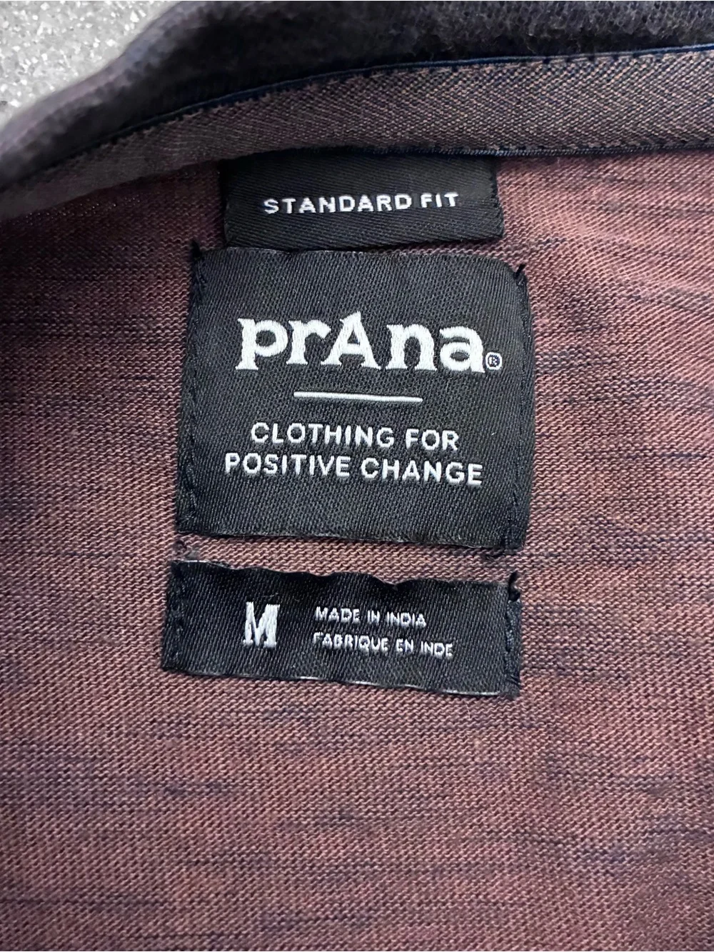 Prana Men’s Medium Ronnie Henley Long Sleeve Button Cotton Dark Sky Heather‎